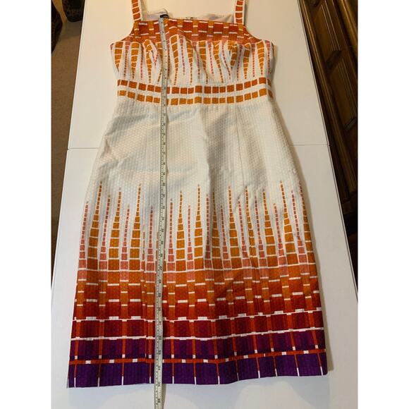 Jones New York Sleeveless Dress Orange and Purple Geometrical Squares Size 6 - Picture 11 of 11